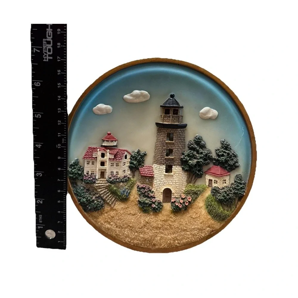 Vintage 3D Lighthouse Lighted Wall‎ Plaque Nautical Coastal Beach Cottage Lamp